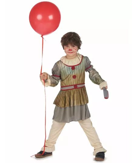 Grå skrämmande clownmaskeraddräkt pojke, Storlek: 7-9 år (120-130 cm), image 2