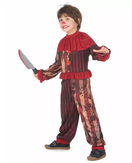 Skrämmande röd clownmaskeraddräkt för pojkar, Storlek: 7-9 år (120-130 cm), image 2