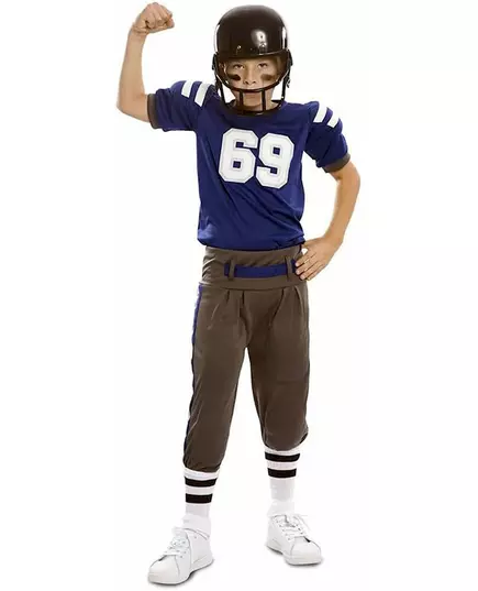 Blå maskeraddräkt amerikansk fotbollsspelare barn, Storlek: 7-9 år (122-138 cm), image 2