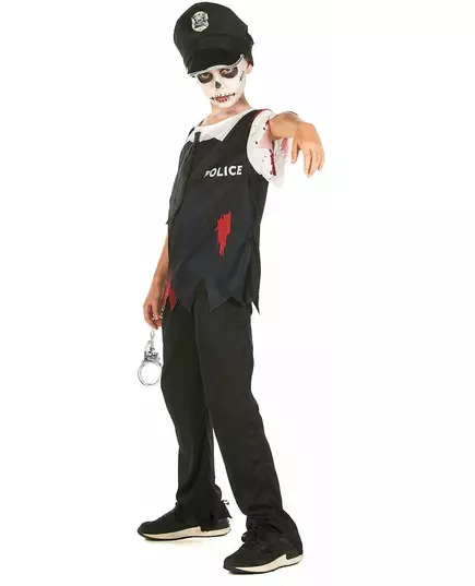 Svartvit zombiepolismaskeraddräkt barn, Storlek: 7-9 år (120-130 cm), image 2