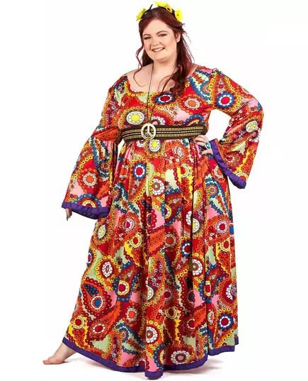 Hippieklänning maskeraddräkt dam plus size, Storlek: XXX-Large, image 2