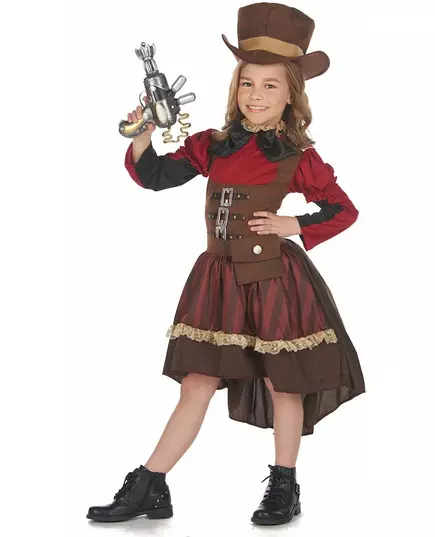 Lyxig steampunk-maskeraddräkt för flicka, Storlek: 4-6 år (110-120 cm), image 2