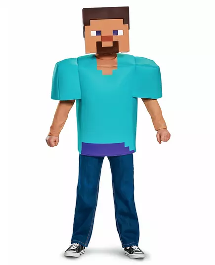 Klassisk Steve-maskeraddräkt Minecraft™ barn, Storlek: 10-12 år (137 - 149 cm), image 2