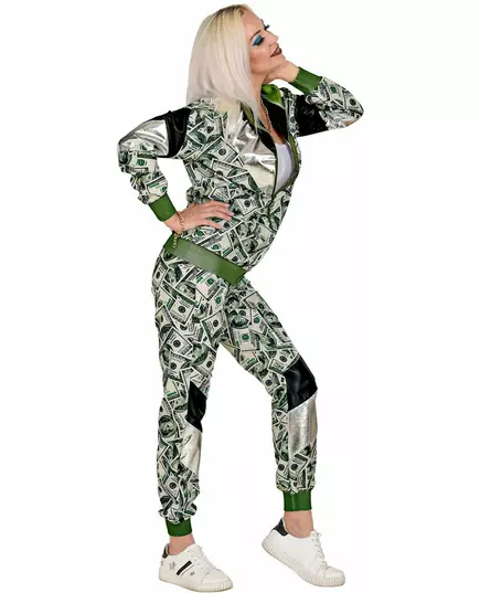 Dollarbiljett-maskeraddräkt med träningsoverall vuxen, Storlek: Medium, image 2