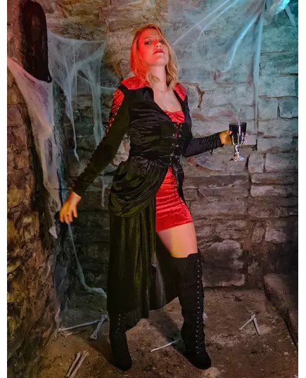 Lyxig vampyrmaskeraddräkt med snörning för dam, Storlek: X-Large (44/46), image 2