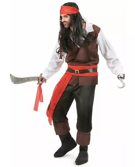 Piratmaskeraddräkt med svarta byxor herr, Storlek: XX-Large, image 3