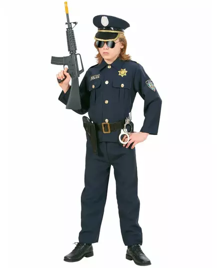 Marinblå polismaskeraddräkt pojke, Storlek: 5-7 år (128 cm), image 3