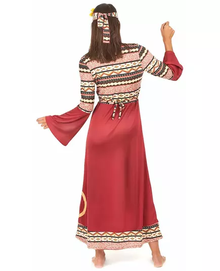 Hippiemaskeraddräkt vinröd dam, Storlek: X-Small, image 3
