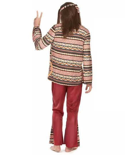 Vinröd hippiemaskeraddräkt herr, Storlek: Small, image 3