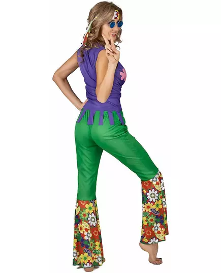Hippie flower power-maskeraddräkt dam, Storlek: Large, image 3