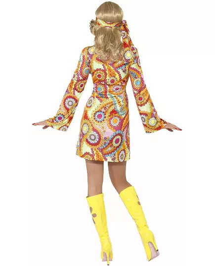Hippiemaskeraddräkt med färgglada mönster för dam, Storlek: Large, image 3