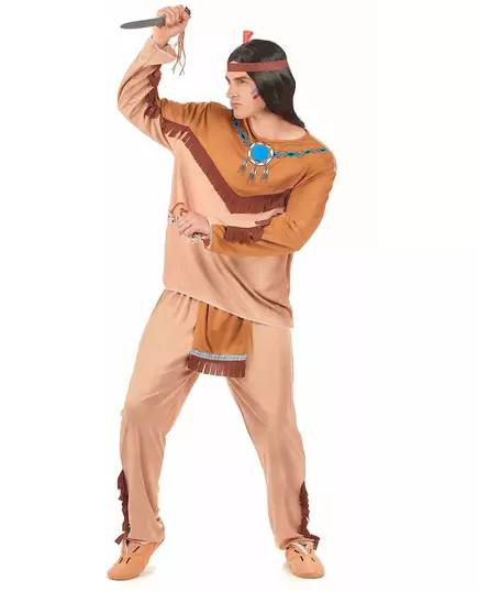 Beige och brun indianmaskeraddräkt herr, Storlek: XX-Large, image 3