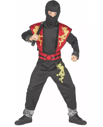 Gul drak-ninja-maskeraddräkt pojke, Storlek: 7-9 år (120-130 cm), image 3