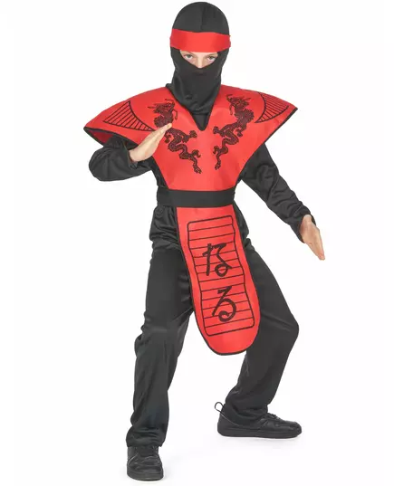 Ninjadrakmaskeraddräkt röd pojke, Storlek: 10-12 år (130-140 cm), image 3