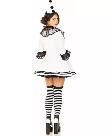 Sexig vit pierrot-maskeraddräkt för dam, Storlek: Medium/Large (42-44), image 3