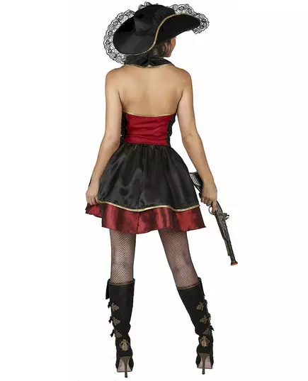Röd och svart barock piratmaskeraddräkt dam, Storlek: Medium, image 3
