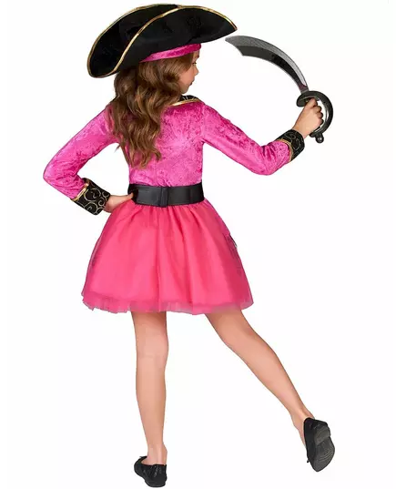 Rosa och guldfärgad piratmaskeraddräkt för flickor, Storlek: 4-6 år (110-120 cm), image 3