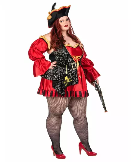 Röd piratmaskeraddräkt för dam – Premium, Storlek: Large (42/44), image 3