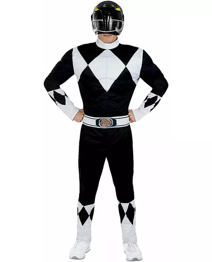 Svart Power Ranger™ maskeraddräkt vuxen, Storlek: X-Large, image 2