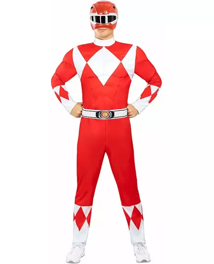 Power Ranger™ röd maskeraddräkt vuxen, Storlek: Medium, image 2