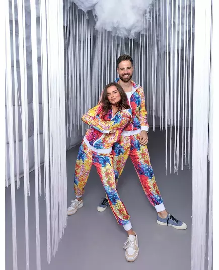 Färgglad discoträningsdräktsmaskeraddräkt herr, Storlek: X-Large (54/56), image 2
