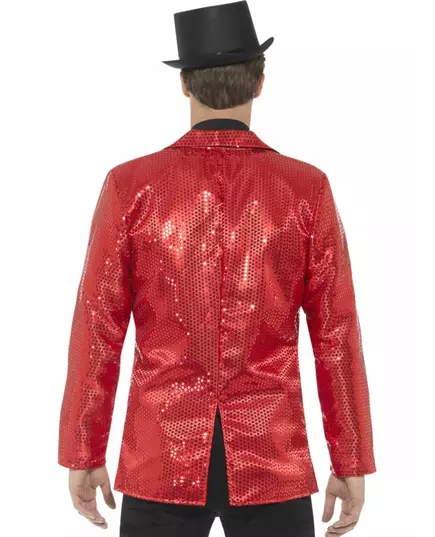 Lyxig röd discokavaj med paljetter herr, Storlek: X-Large, image 3