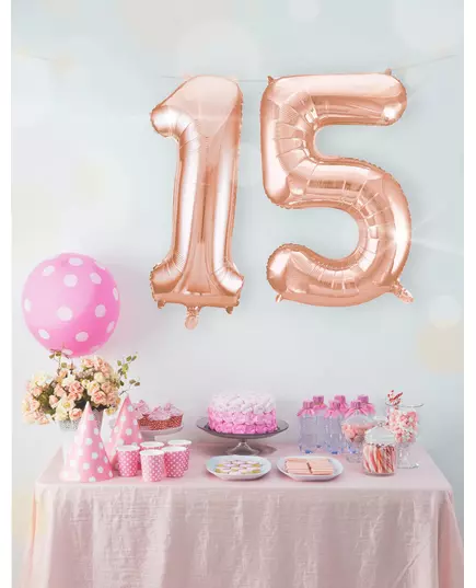 Folieballong siffra roséguld 85 cm, Storlek: 3, image 3