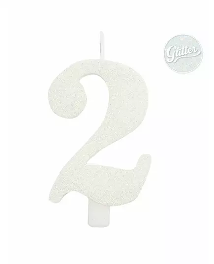 Vit glittrig sifferljus födelsedag 9,5 cm, Storlek: 8, image 3