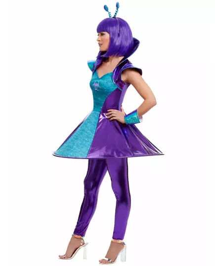 Blå och lila alienmaskeraddräkt för dam, Storlek: X-Small, image 3