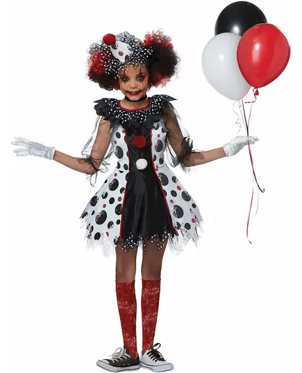 Lyxig skrämmande clownmaskeraddräkt flicka, Storlek: 8-10 år (140 cm), image 3