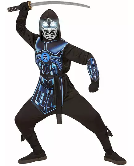 Lysande och ljudande cyberninja-maskeraddräkt för barn, Storlek: 11-13 år (158 cm), image 3