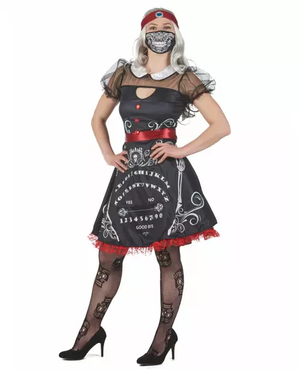 Maskeraddräkt spådam i svart och vitt dam, Storlek: X-Large, image 3