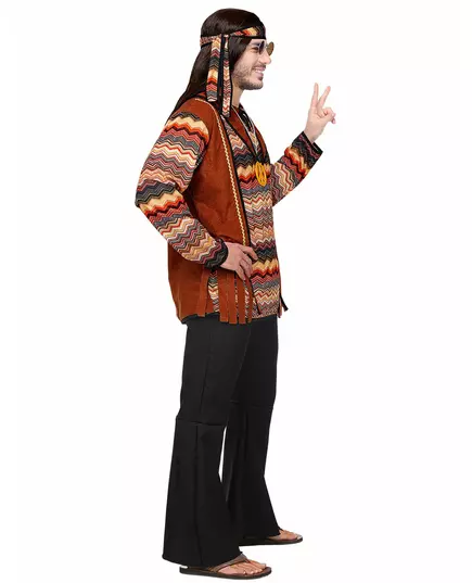 Hippiemaskeraddräkt med naturtema herr, Storlek: Large, image 3