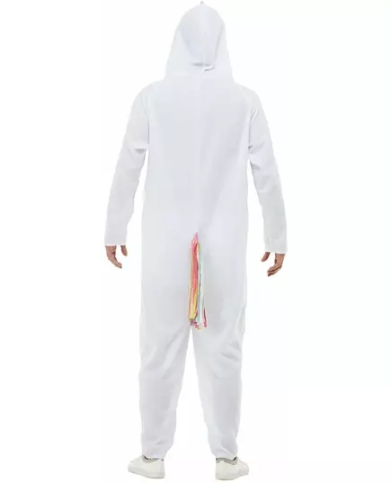 Vit och flerfärgad enhörningsmaskeraddräkt vuxen, Storlek: Large, image 3