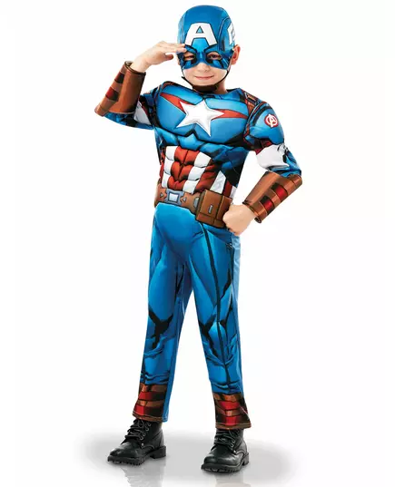 Lyxig Captain America-maskeraddräkt från den animerade serien för pojkar, Storlek: 7-8 år (122 till 128 cm), image 3