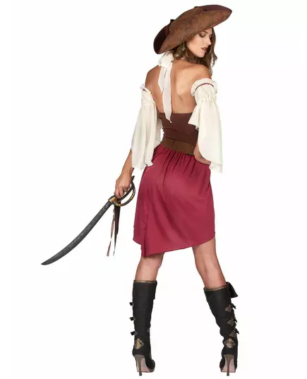 Bordeauxfärgad sexig piratmaskeraddräkt dam, Storlek: Large, image 3