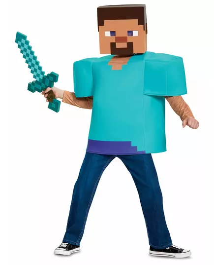 Klassisk Steve-maskeraddräkt Minecraft™ barn, Storlek: 7-8 år (124 - 136 cm), image 3