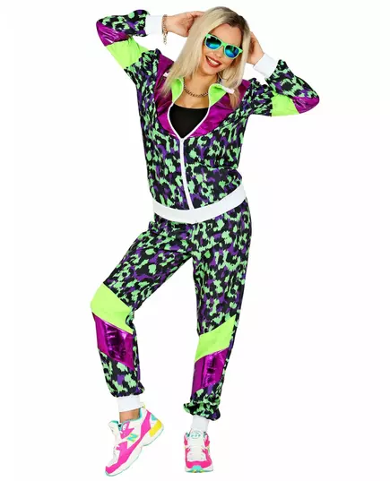 Maskeraddräkt träningsoverall med neonleopardtryck vuxen, Storlek: Medium, image 3