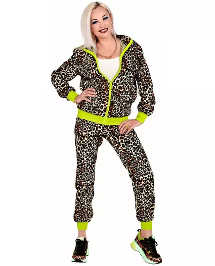 Maskeraddräkt träningsoverall leopard 80-tal vuxen, Storlek: Small, image 3