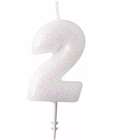 Vit siffraformad glitterljuslykta 6,5 cm, Storlek: 8, image 4