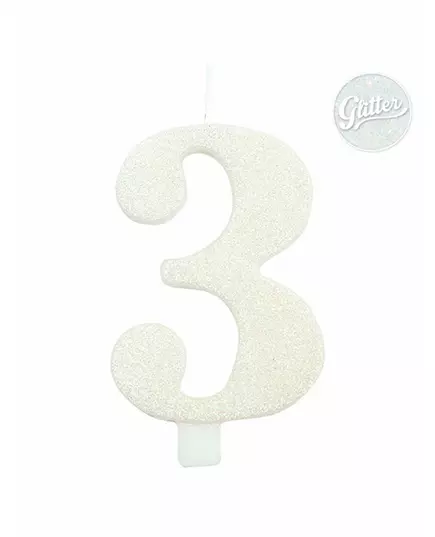 Vit glittrig sifferljus födelsedag 9,5 cm, Storlek: 8, image 4