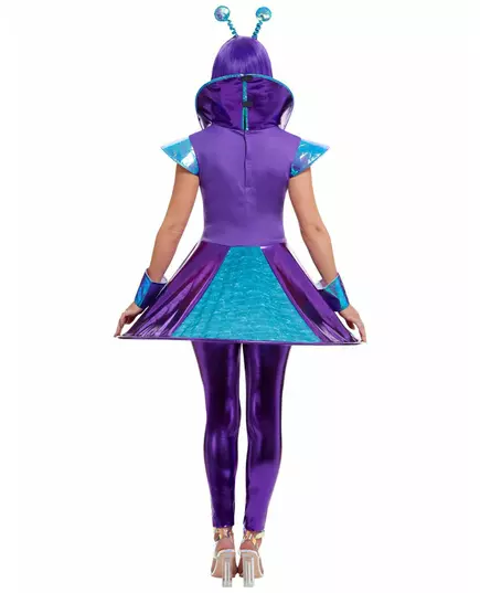 Blå och lila alienmaskeraddräkt för dam, Storlek: Large, image 4