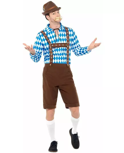 Bayersk maskeraddräkt blå och brun vuxen, Storlek: X-Large, image 4