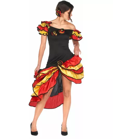 Flamencodansös-maskeraddräkt dam, Storlek: Medium/Large, image 4
