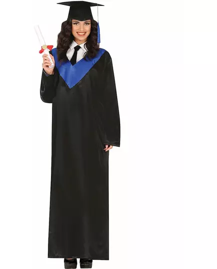 Blå och svart examensmaskeraddräkt vuxen, Storlek: Medium (48-50), image 3