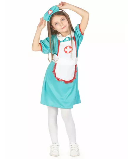 Grön sjuksköterskemaskeraddräkt för flickor, Storlek: 10-12 år (130-140 cm), image 4