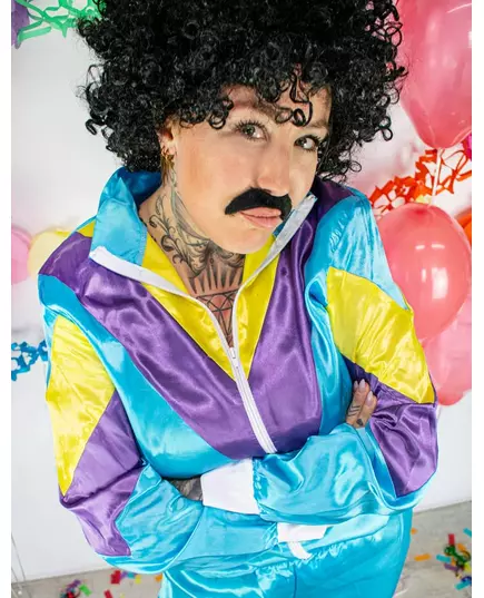 Blå joggingmaskeraddräkt 80-tal vuxen, Storlek: Large, image 4