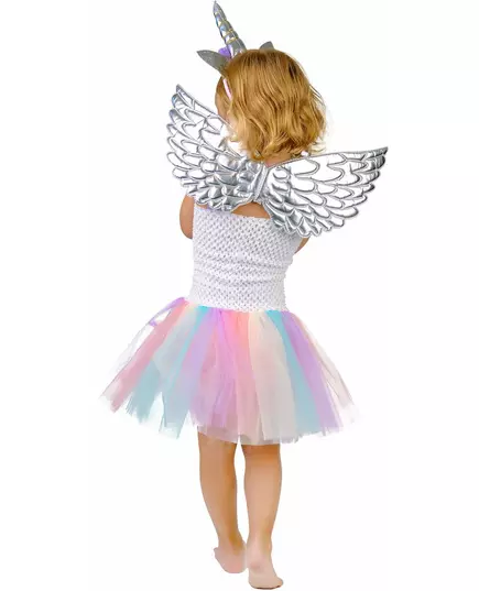 Pastellfärgad enhörningsmaskeraddräkt med blommor flicka, Storlek: 7-9 år (120-130 cm), image 3
