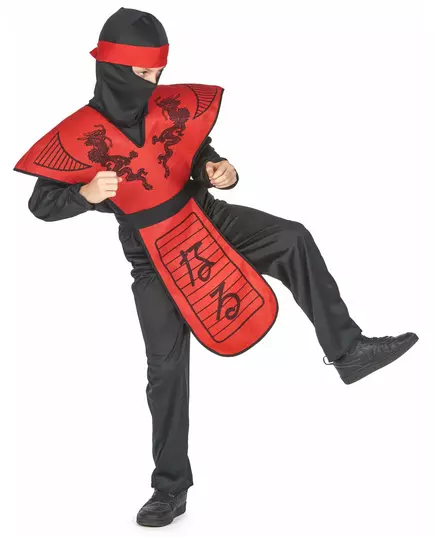 Ninjadrakmaskeraddräkt röd pojke, Storlek: 10-12 år (130-140 cm), image 4