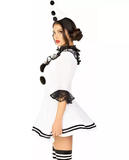 Sexig vit pierrot-maskeraddräkt för dam, Storlek: Medium/Large (42-44), image 4